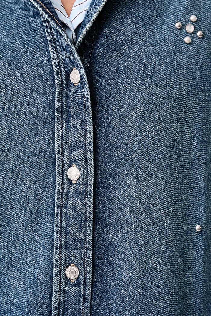 Košeľa dámska s bavlnou JORDAN DENIM Levi's modrá 007WZ
