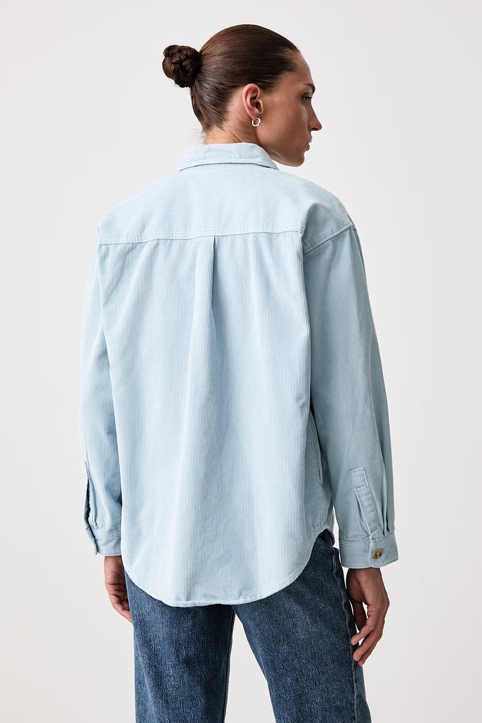 Ρούχα Levi's Πουκάμισο γυναικείο κοτλέ IRIS OVERSHIRT 001SS μπλε