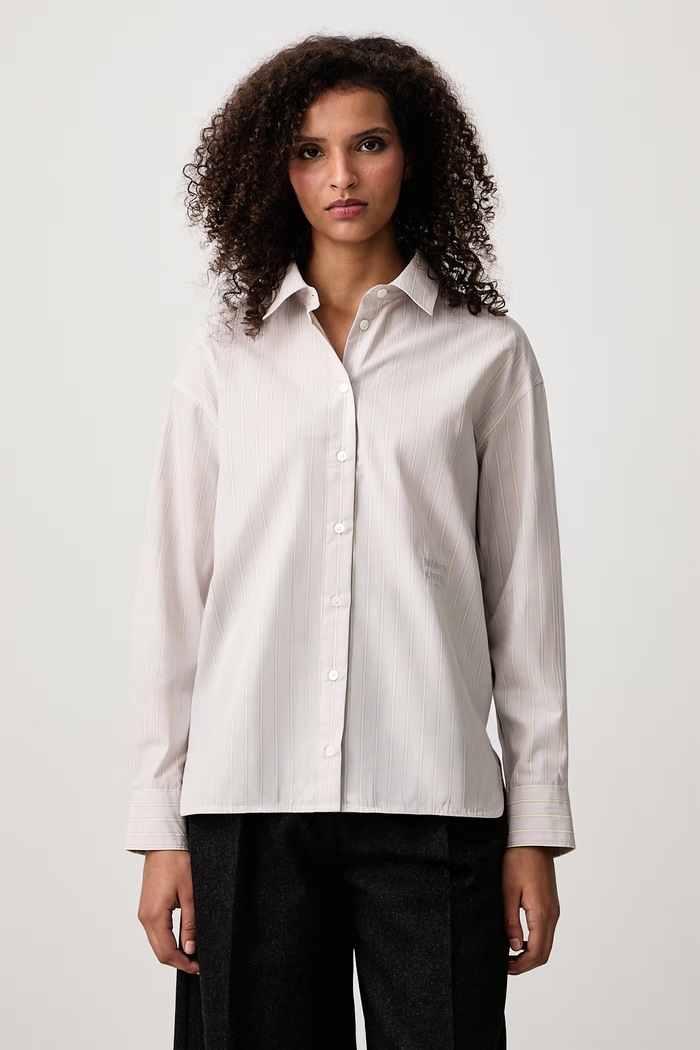 Maison Kitsuné Casual koszula bawełniana damska beżowy MRWWI09WC5101