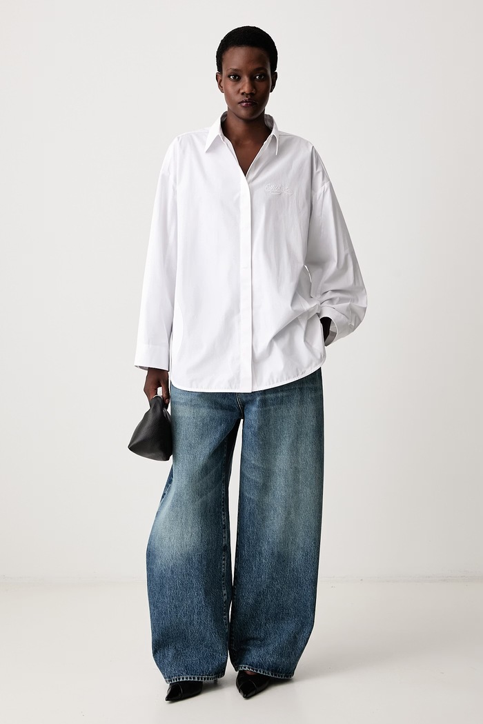 Off-White Co Pop Lover πουκάμισο βαμβακερό 2FB00371T λευκό AW26