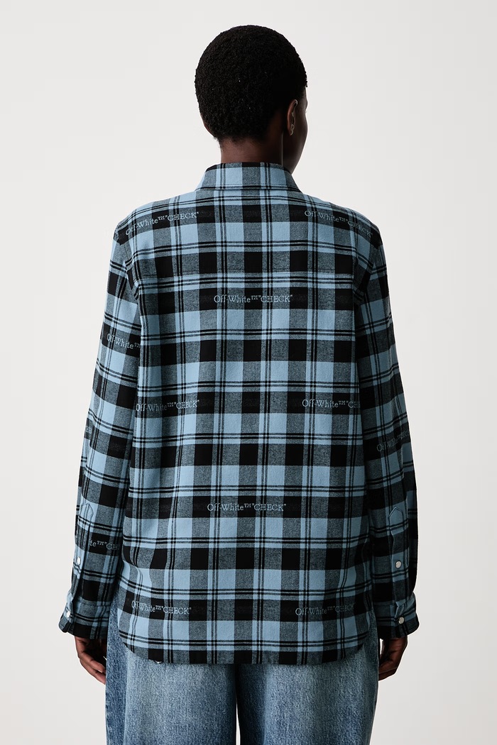 Ρούχα Off-White Check Flannel Padded πουκάμισο βαμβακερό γυναικείο 2FG00659T μπλε