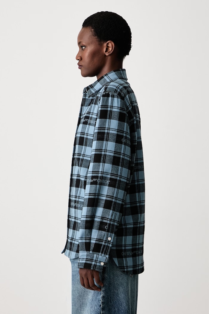 Check Flannel Padded πουκάμισο βαμβακερό γυναικείο Off-White 2FG00659T μπλε