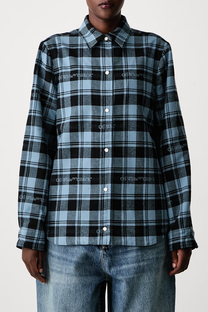 Check Flannel Padded πουκάμισο βαμβακερό γυναικείο Off-White μπλε 2FG00659T