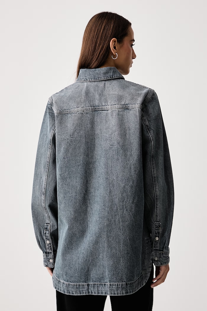 Дрехи Karl Lagerfeld Jeans Риза дамска от деним B4W11006 сив