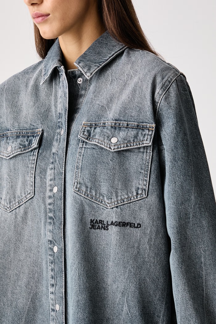 Риза дамска от деним Karl Lagerfeld Jeans B4W11006 сив