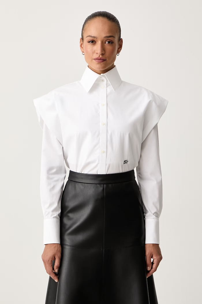 Karl Lagerfeld Риза дамска от памук бял B4W11009