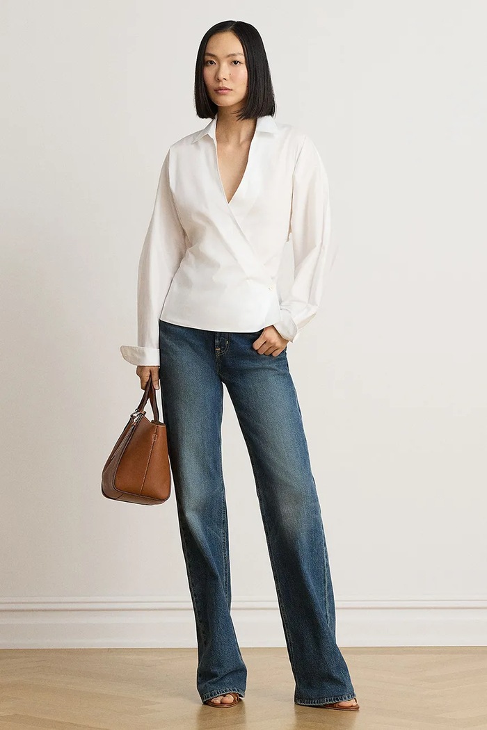 Odzież Lauren Ralph Lauren Koszula damska z bawełną 200B36197 biały