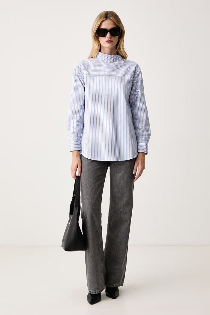 Max&Co. Bluzka koszulowa damska bawełniana DONATA 2626116023200 niebieski AW26