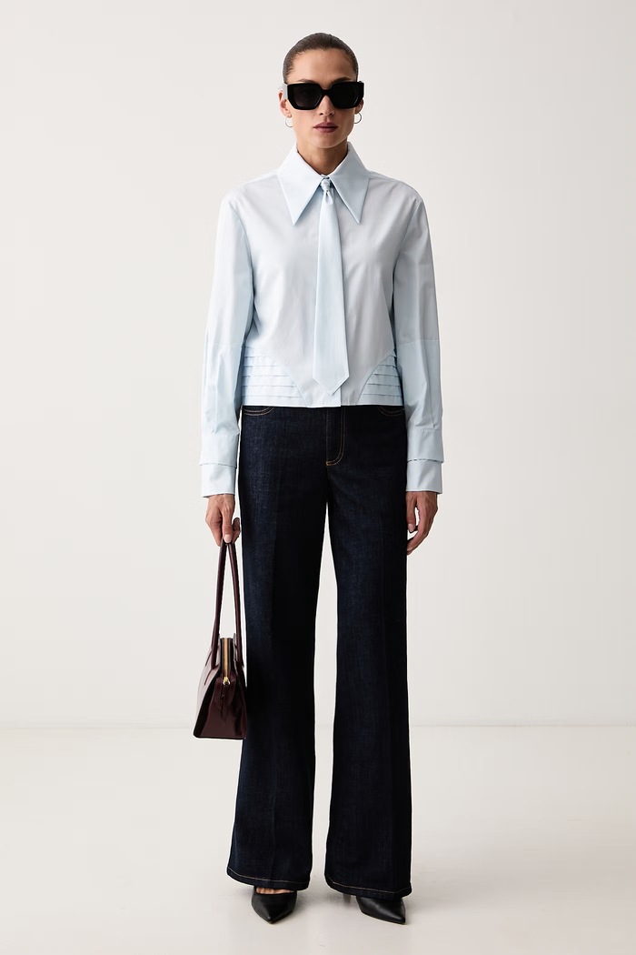 Max&Co. Koszula damska bawełniana MCLTRITONE 2628116041200 niebieski AW26