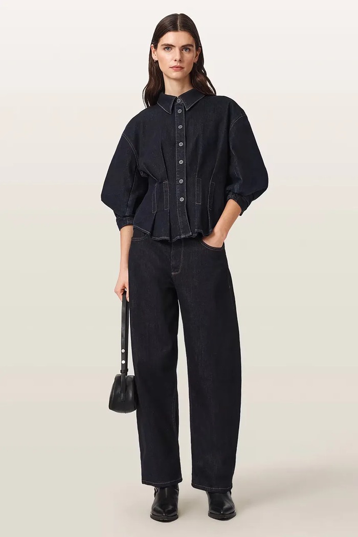 Odzież AllSaints Koszula damska jeansowa NANCY W094PF granatowy