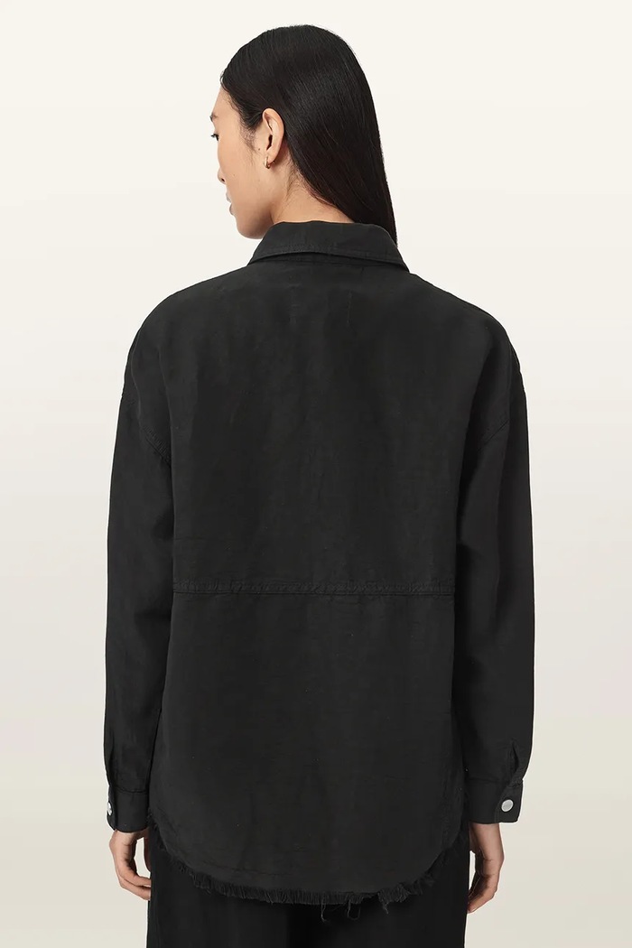 AllSaints Koszula damska z lnem HETTIE W049PF czarny AW26