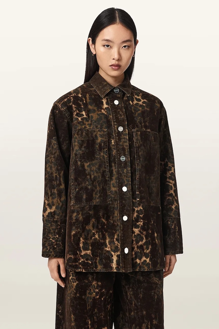 AllSaints Koszula damska jeansowa EDEN FLOCK brązowy W039PF