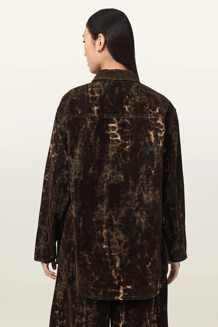 AllSaints Koszula damska jeansowa EDEN FLOCK W039PF brązowy AW26
