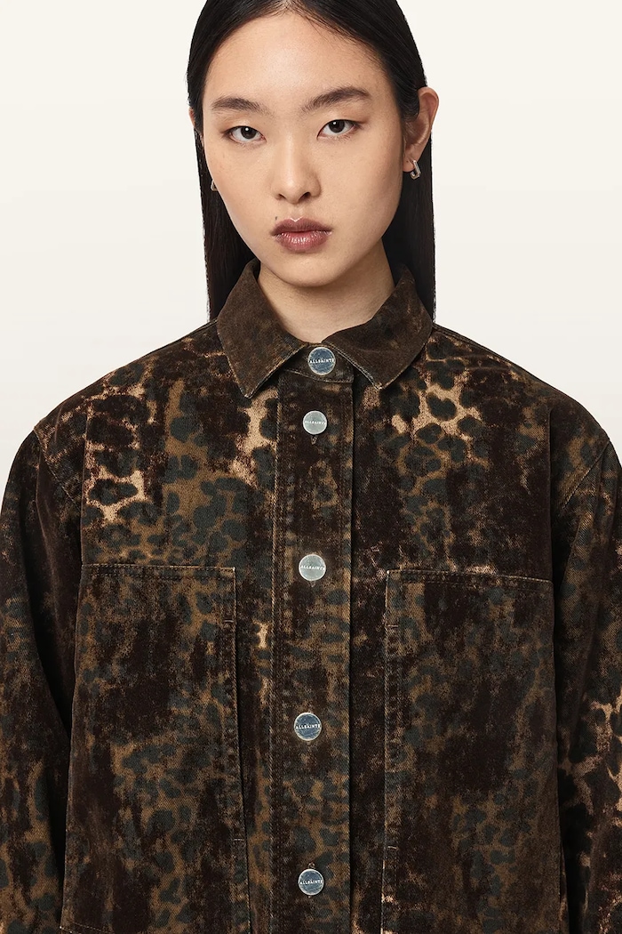 Koszula damska jeansowa EDEN FLOCK AllSaints W039PF brązowy
