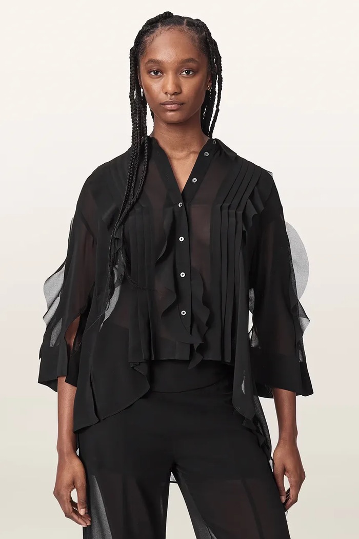 AllSaints Bluzka koszulowa damska MINNA czarny W023PF