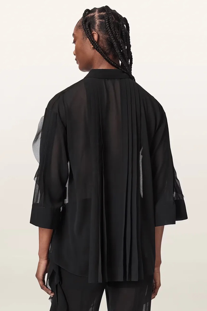 AllSaints Bluzka koszulowa damska MINNA W023PF czarny AW26