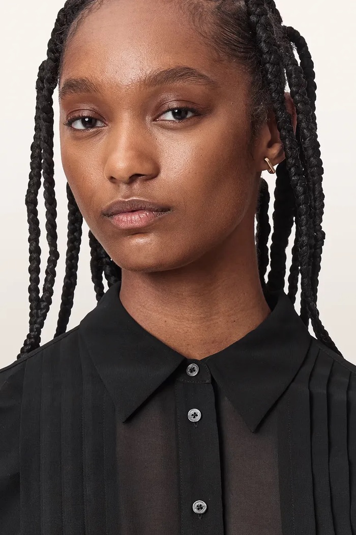 Bluzka koszulowa damska MINNA AllSaints W023PF czarny