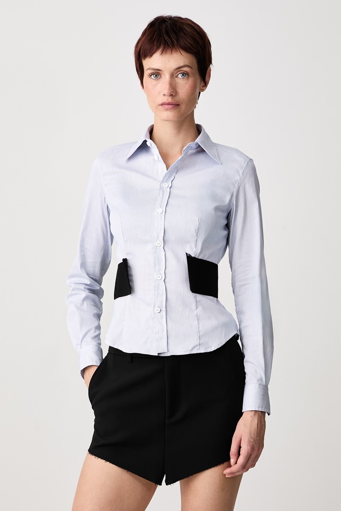 Vetements Koszula damska z bawełną niebieski WH27SH041ST