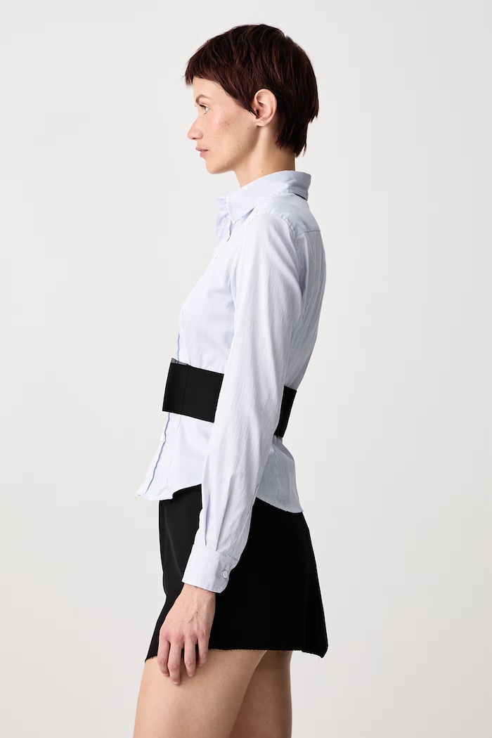 Koszula damska z bawełną Vetements WH27SH041ST niebieski