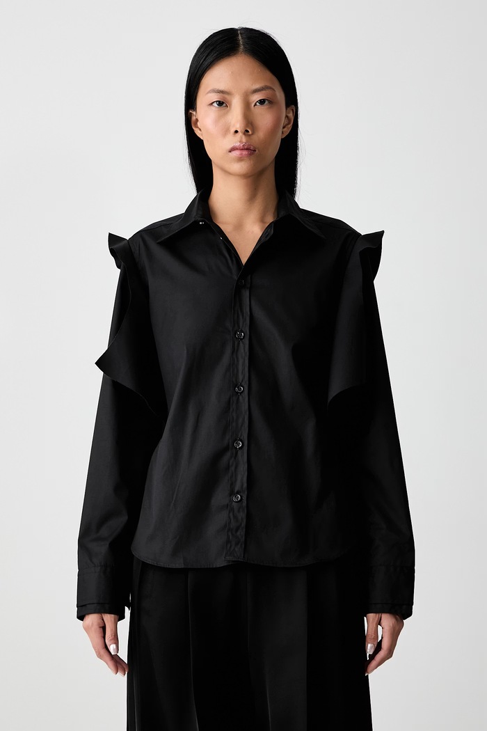 Vetements Double Sleeve Reconstructed camicia in cotone da donna nero WH27SH045SB