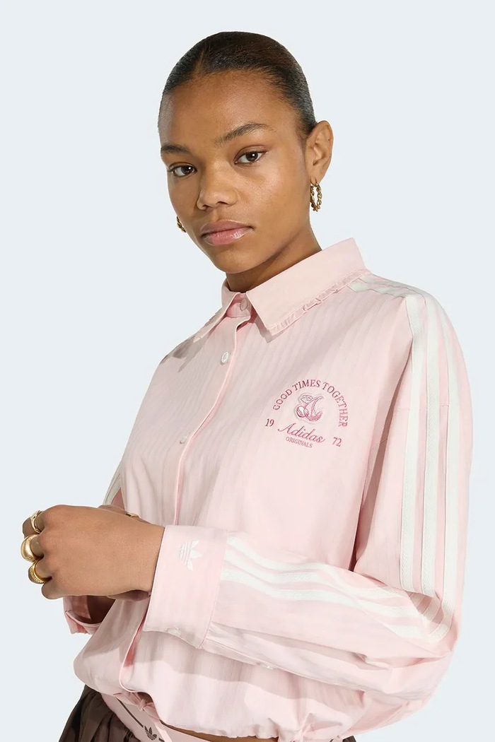 Koszula damska z bawełną adidas Originals KX6884 różowy