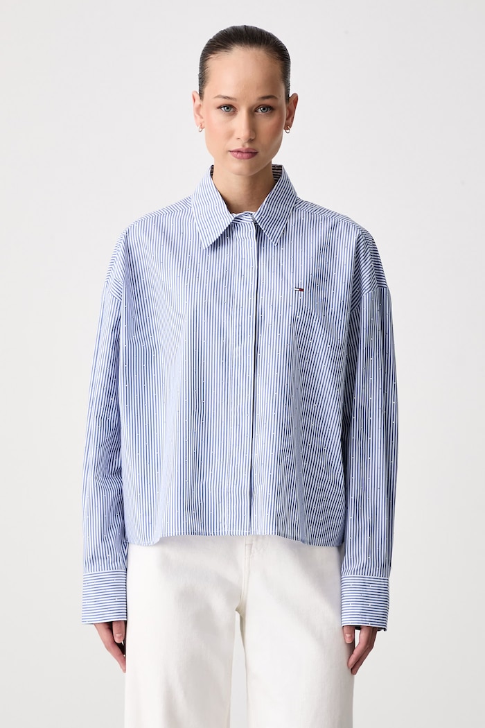 Tommy Jeans Риза дамска от памук син DW0DW23440