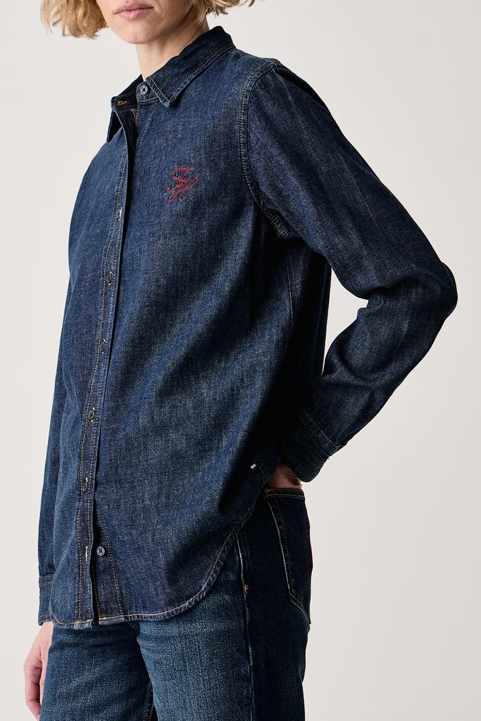 Košulja za žene traper Tommy Hilfiger WW0WW52176 mornarsko plava