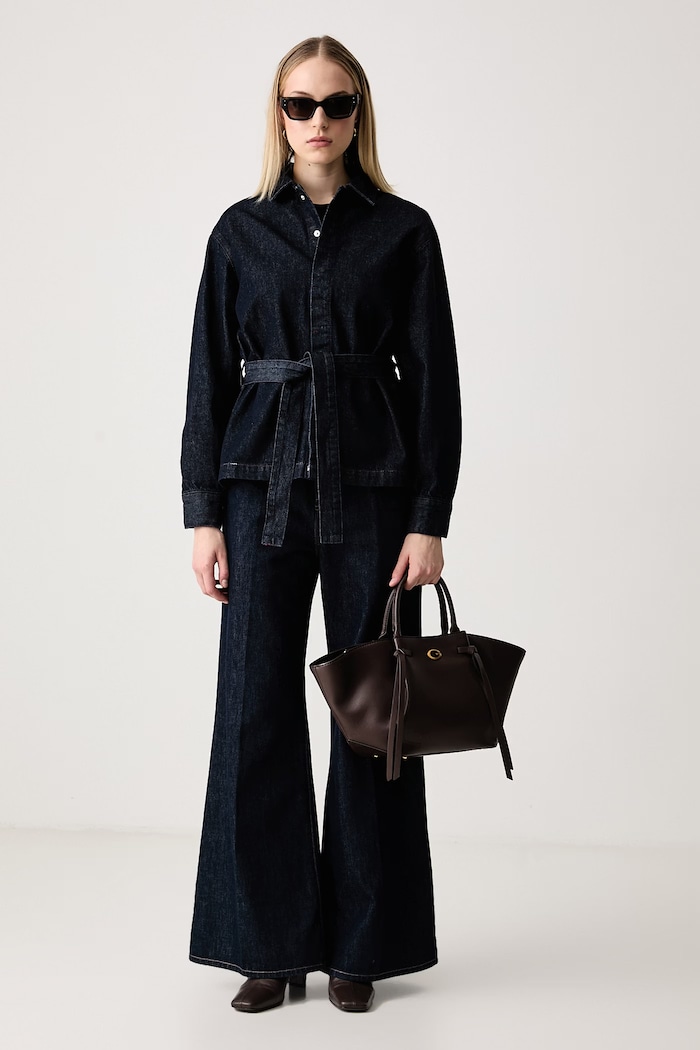 Sisley Koszula damska jeansowa 5HIPLQ0BM granatowy AW26