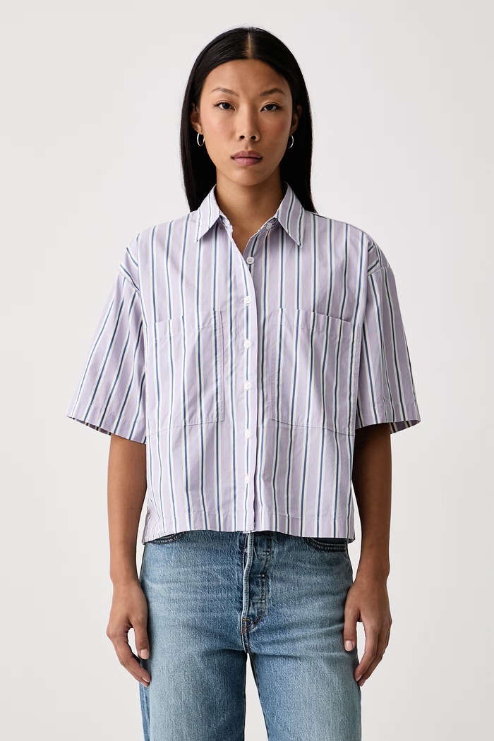 Levi's Košulja za žene od pamuka HARLIE SS CROPPED ljubičasta 003QI