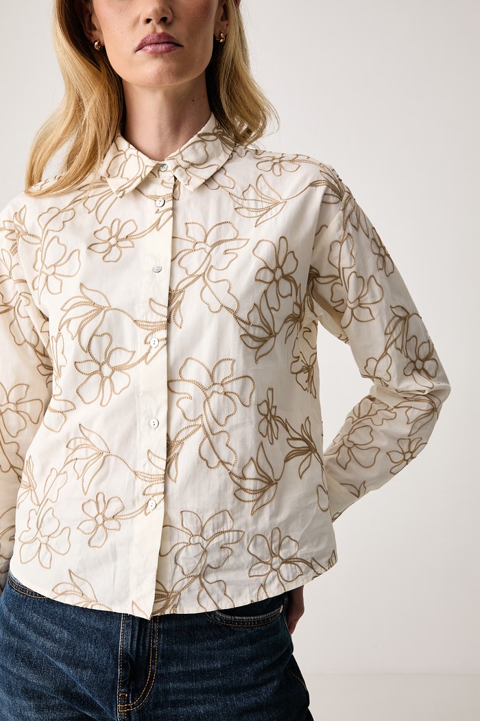 Camicia da donna in cotone United Colors of Benetton 5OALDQ0F6 beige