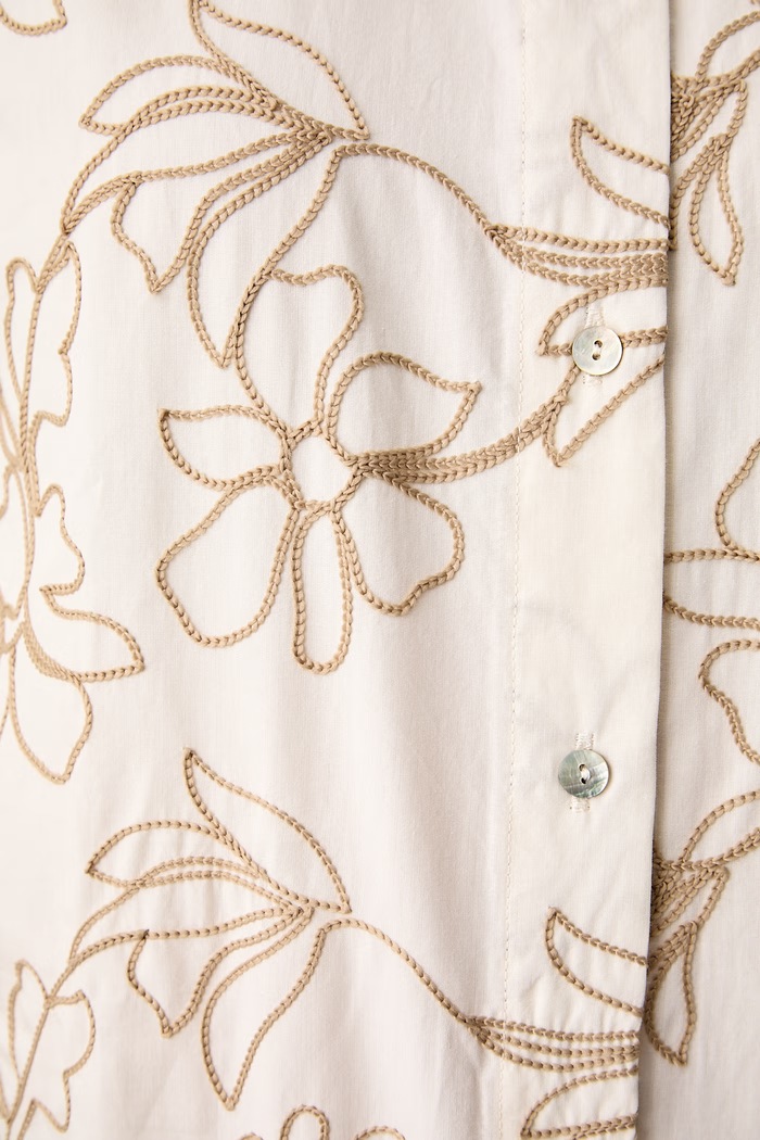 Camicia da donna in cotone United Colors of Benetton beige 5OALDQ0F6