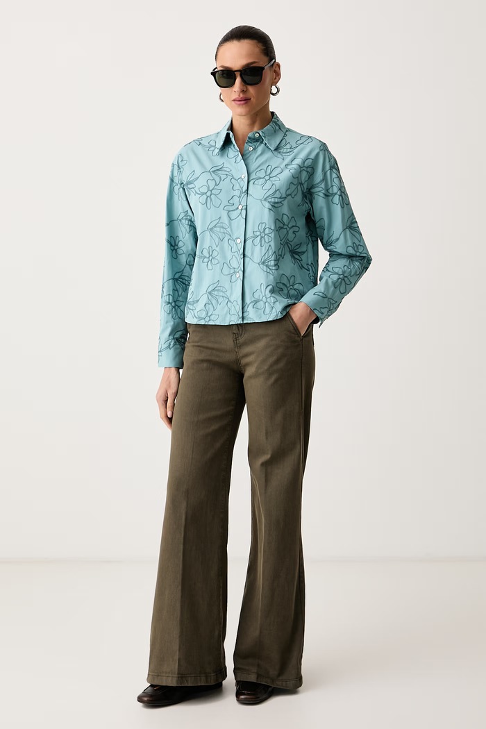 United Colors of Benetton Koszula damska bawełniana 5OALDQ0F6 turkusowy AW26