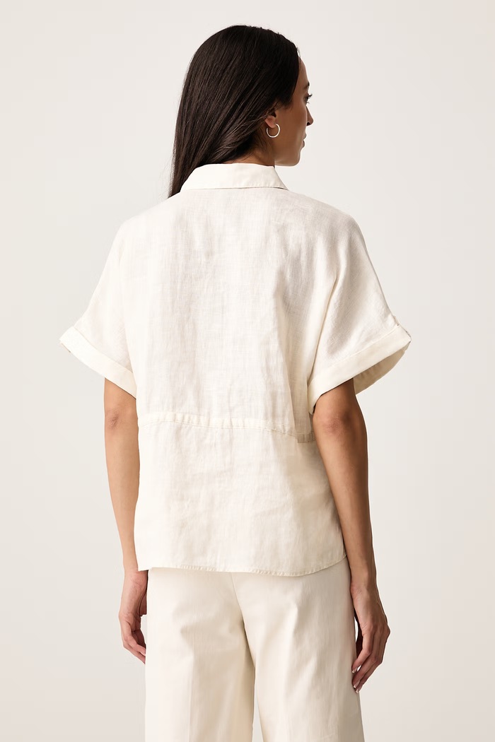 United Colors of Benetton Košile dámská lněná 5BMLDQ0F4 béžová AW26