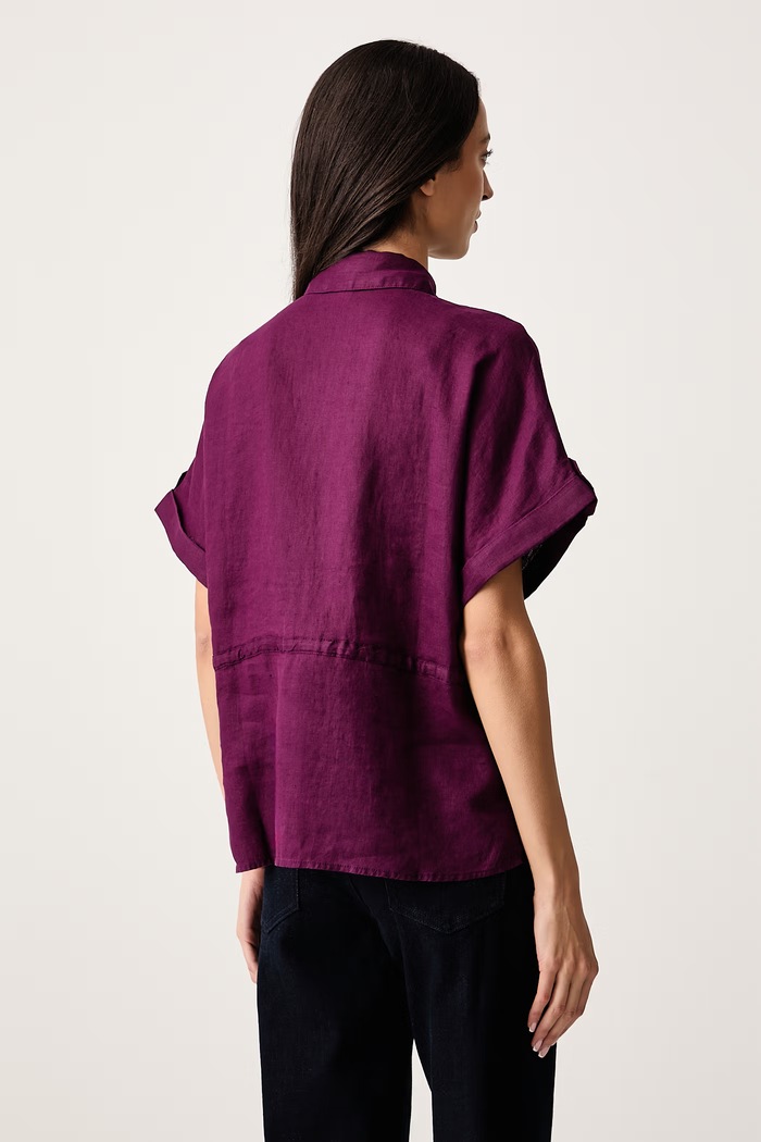 United Colors of Benetton Риза дамска от лен 5BMLDQ0F4 виолетов AW26