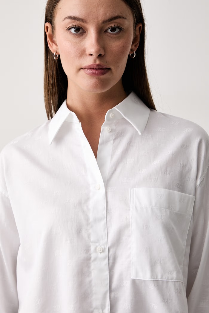 Armani Exchange camicia da donna in cotone bianco XW002700.AF25758