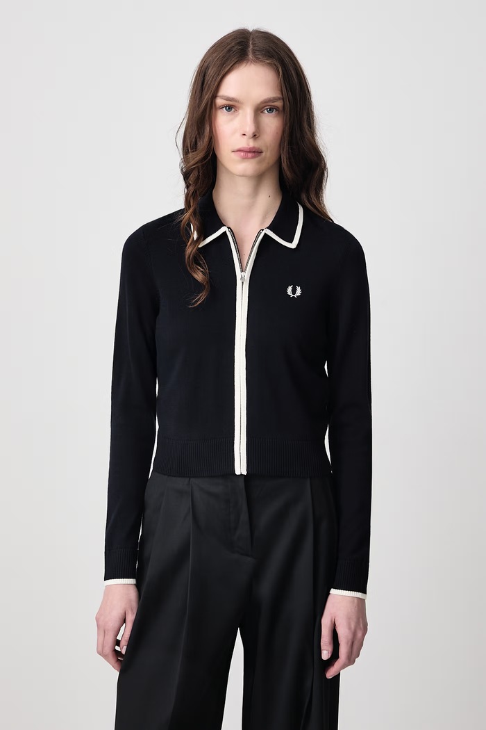 Fred Perry Sweter rozpinany damski z wełną granatowy K3122.608