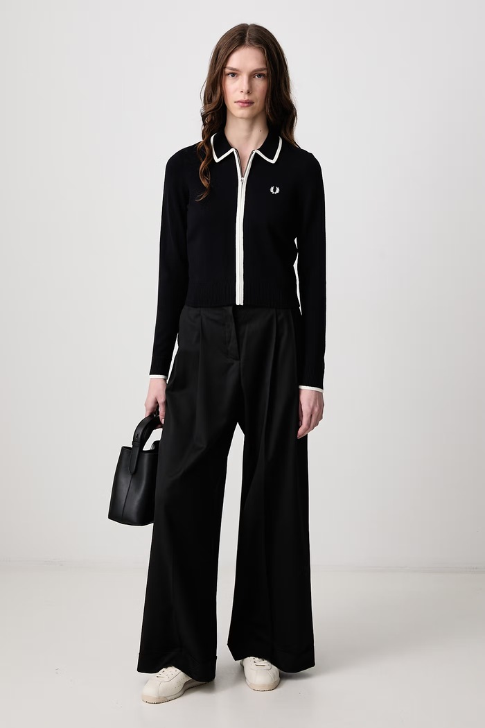 Fred Perry Sweter rozpinany damski z wełną K3122.608 granatowy AW26