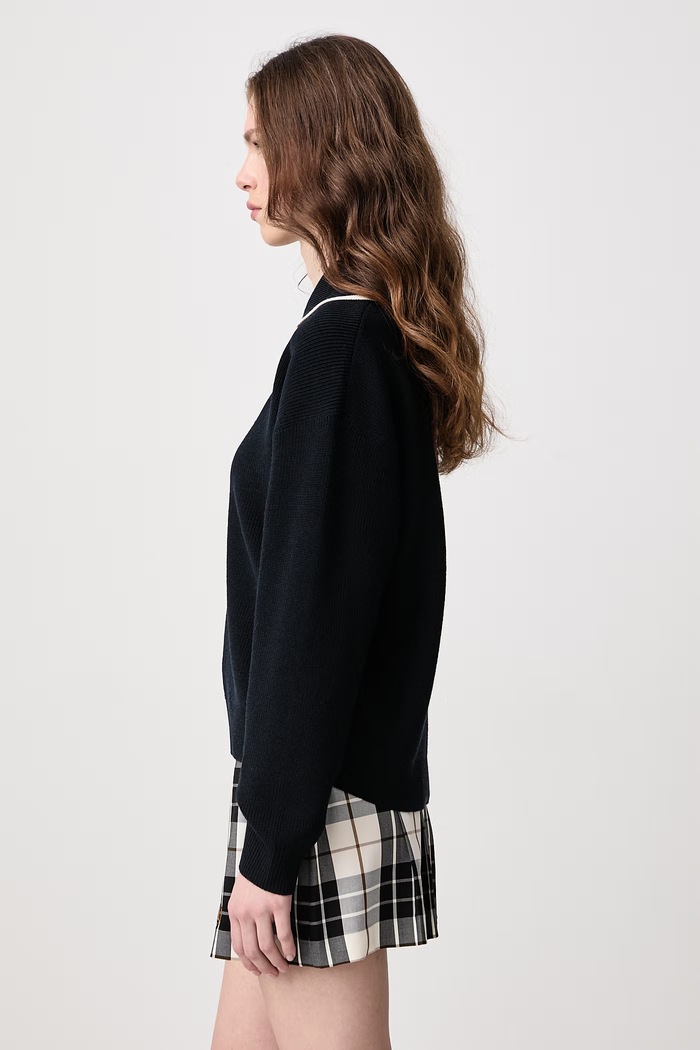 Sweter damski z dodatkiem wełny Fred Perry K3124.608 granatowy