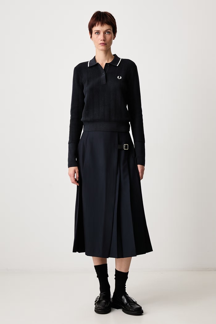 Fred Perry Sweter damski bawełniany K3126.608 granatowy AW26