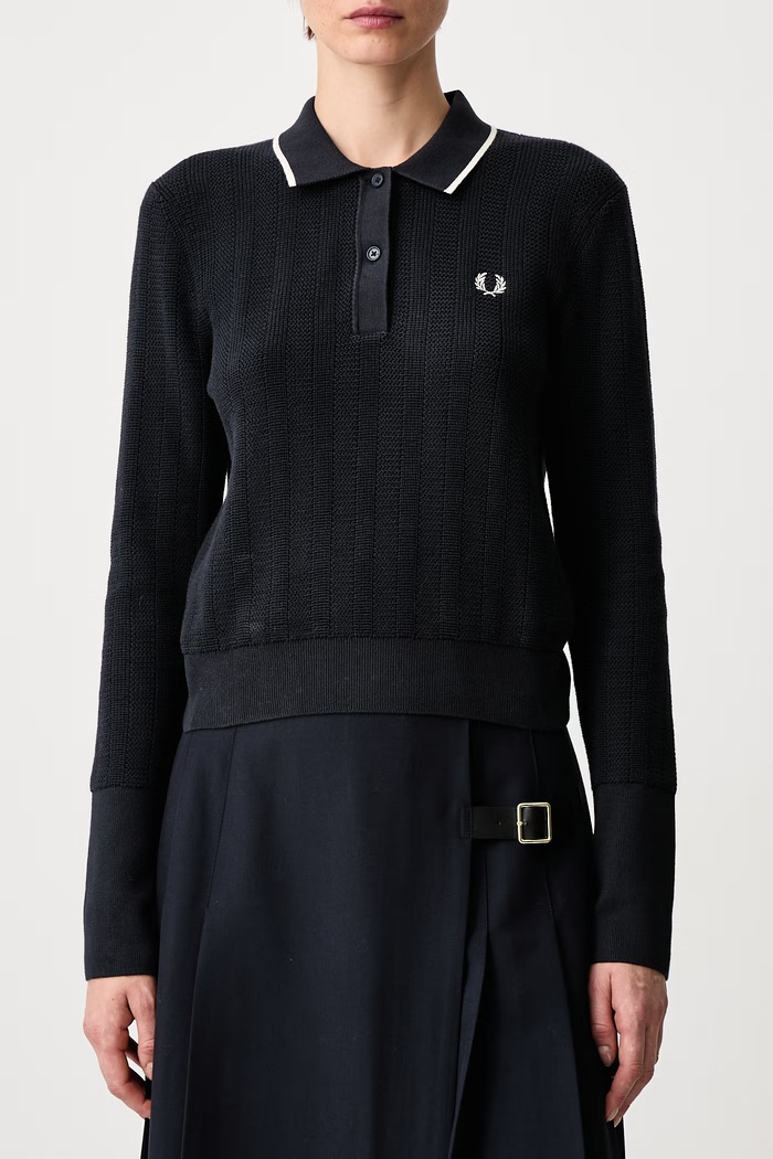 Sweter damski bawełniany Fred Perry granatowy K3126.608