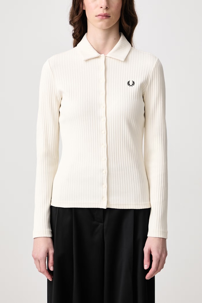 Koszula damska bawełniana z elastanem Fred Perry beżowy G3163.560