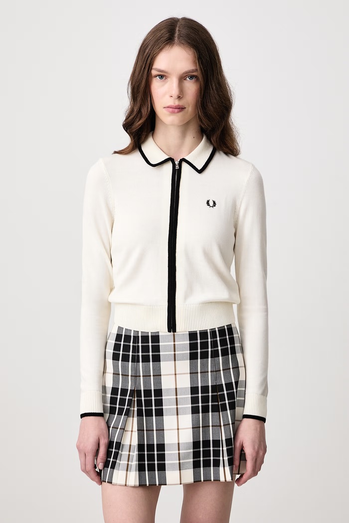 Fred Perry Sweter rozpinany damski z wełną beżowy K3122.560