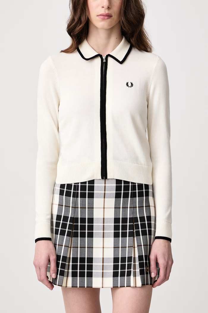 Sweter rozpinany damski z wełną Fred Perry beżowy K3122.560
