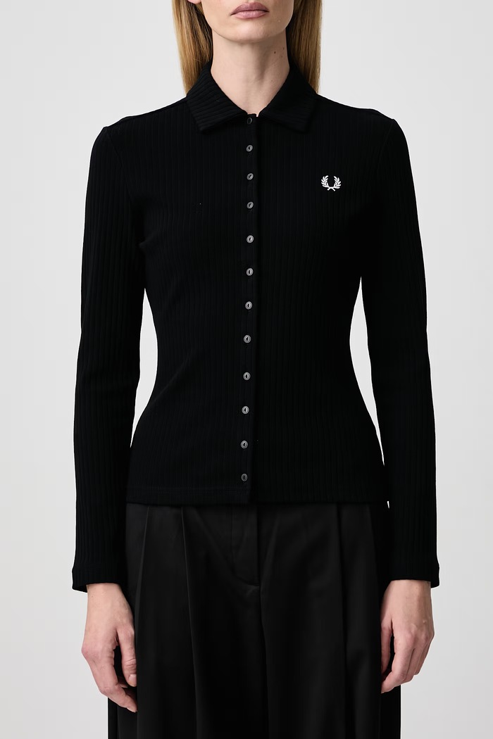 Koszula damska z bawełną Fred Perry G3163.102 czarny