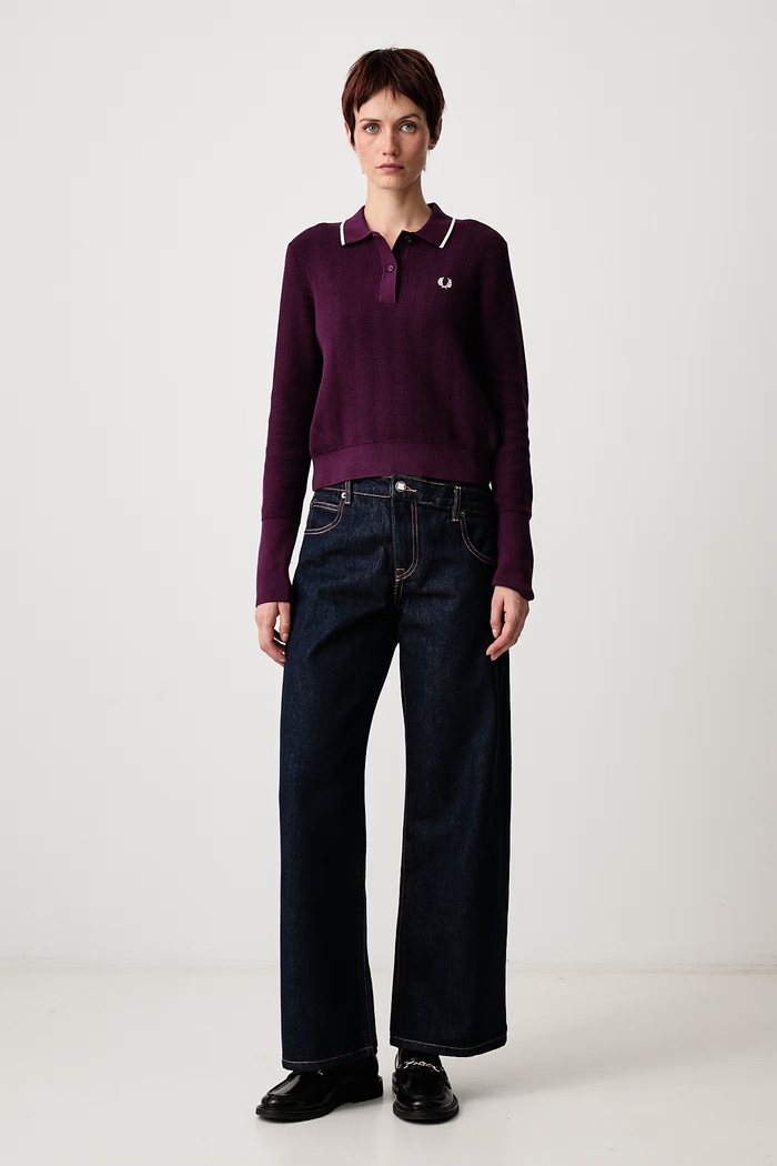 Fred Perry Sweter damski bawełniany K3126.37C fioletowy AW26