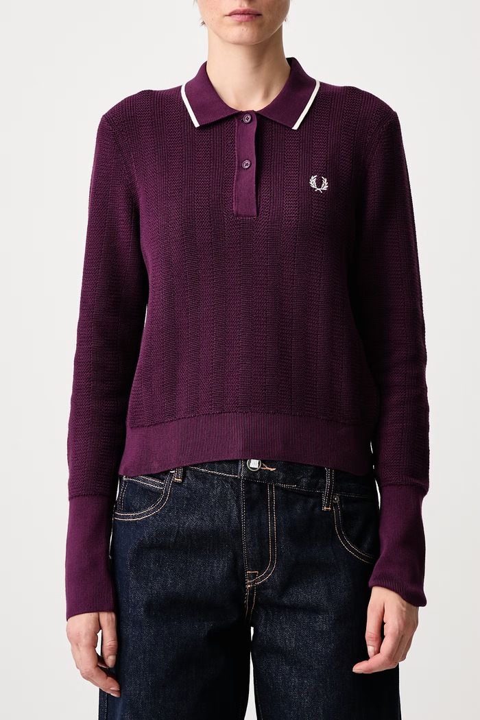 Sweter damski bawełniany Fred Perry fioletowy K3126.37C