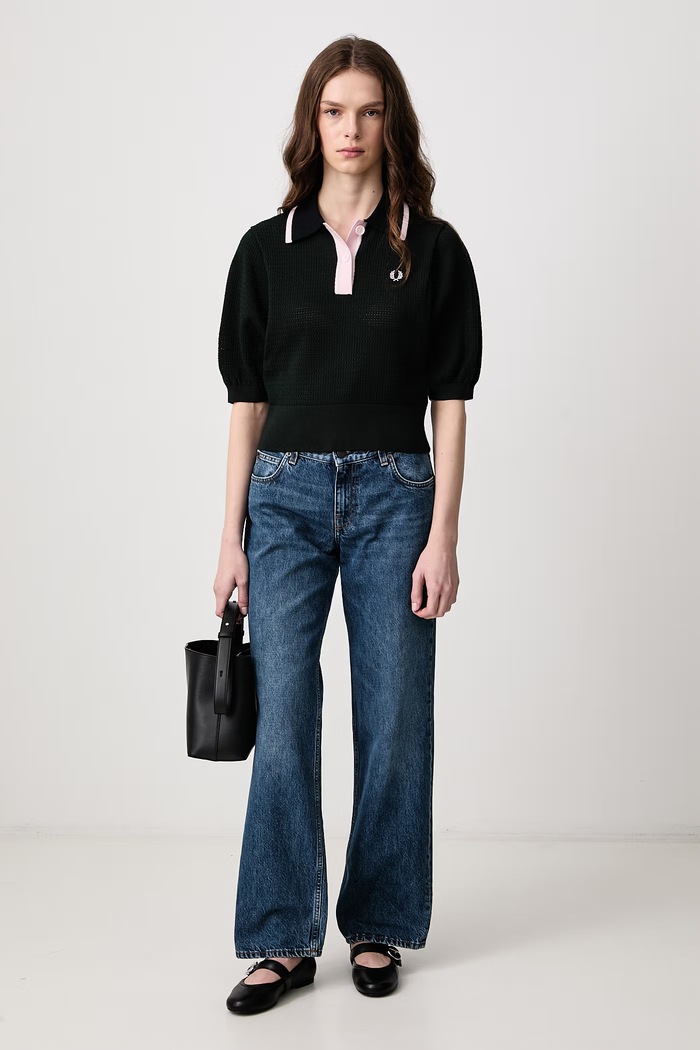 Fred Perry Polo damskie z wełną K3143.Q20 zielony AW26