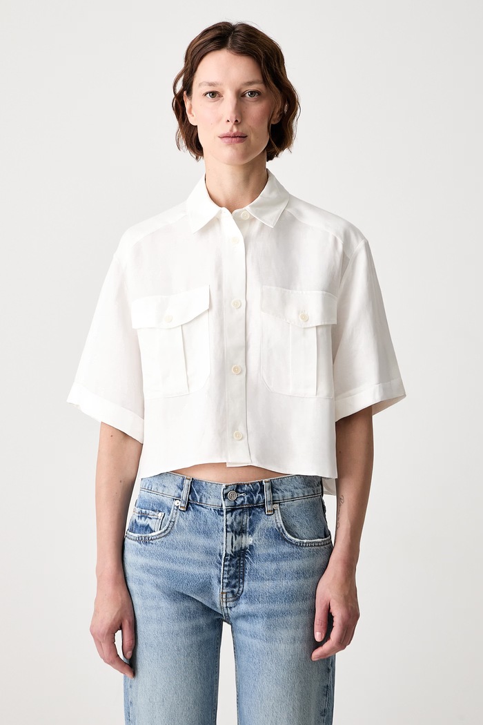 Anine Bing EDITH SHIRT koszula damska z dodatkiem lnu beżowy A.07.12487.IVY26