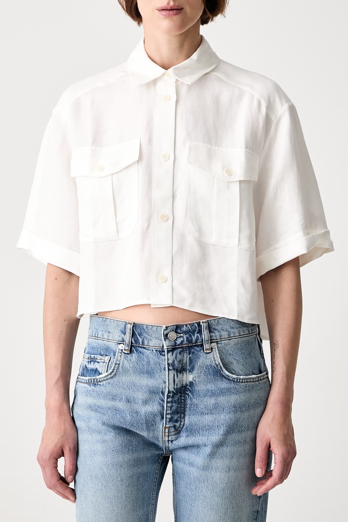Anine Bing EDITH SHIRT koszula damska z dodatkiem lnu beżowy A.07.12487.IVY26