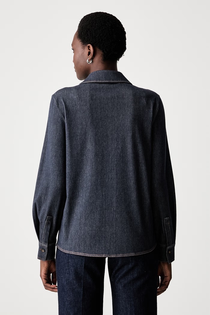 Odzież MM by Max Mara koszula damska z wiskozą MMLRAFIA 2626956017600 granatowy